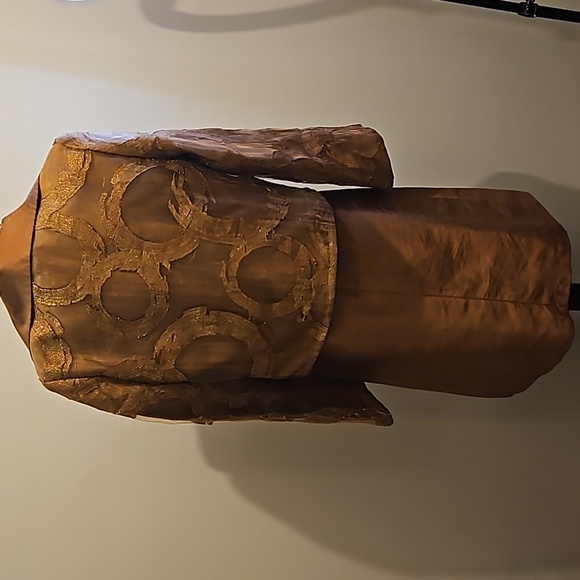 Women's 2pc Bronze Dress & Blazer Lined Matching Suit Set #W-724 - Picture 4 of 16